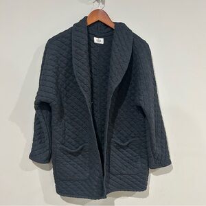 Marine Layer Quilted Cardigan in Dark Gray